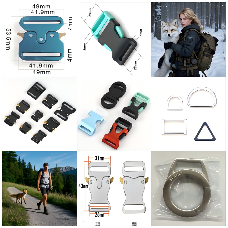 Aluminum Side Release Buckle on rugged duffel bag strap