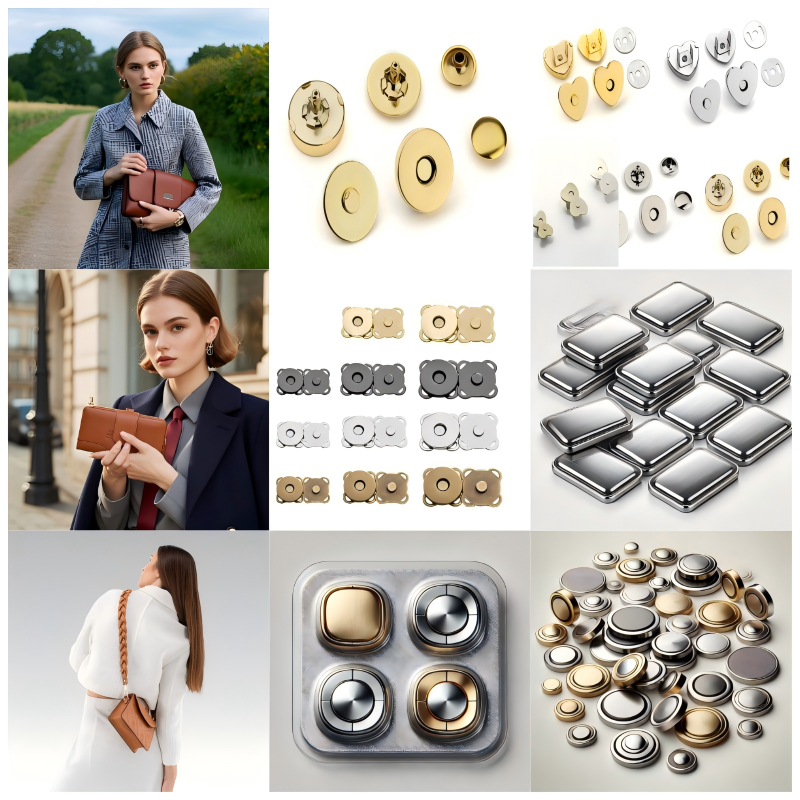 Magnetic button clasp for sleek and secure bag closures