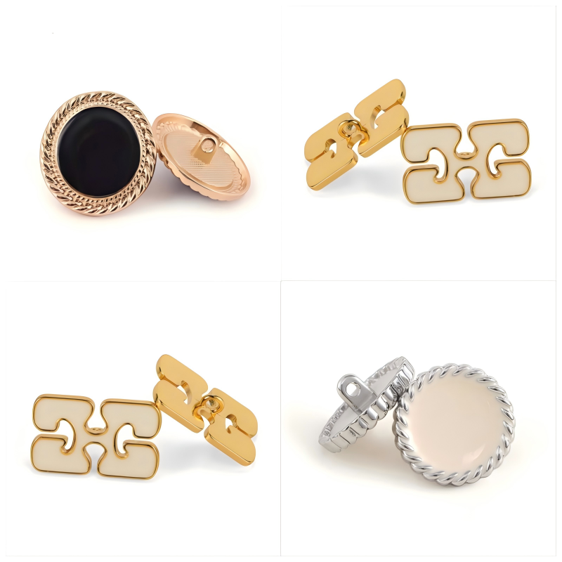 Stylish alloy button detail on high-end fashion garment