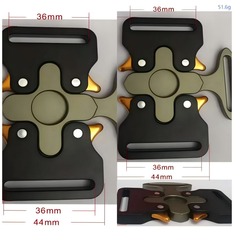Tactical-style swivel hook on sports duffel bag handle