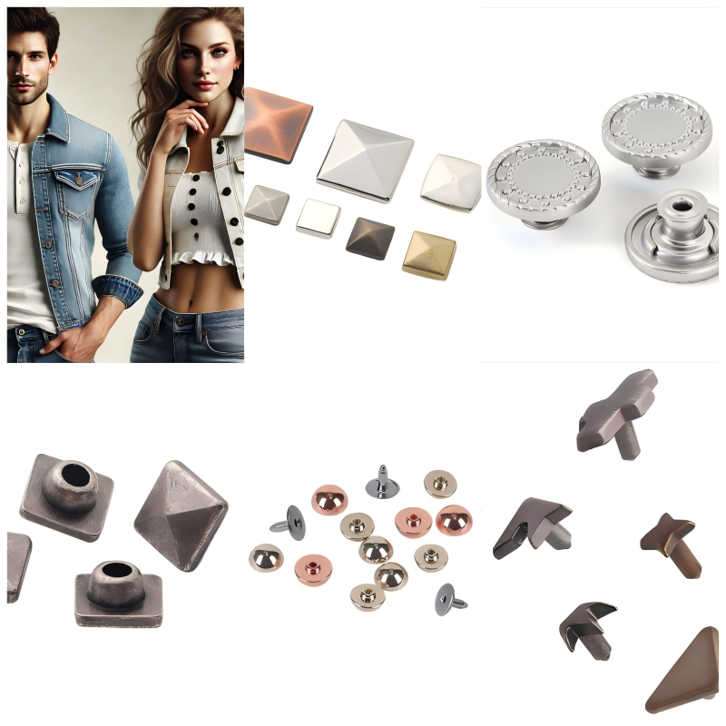 Inverted rivet and tack nail set used in high-end leather bag construction