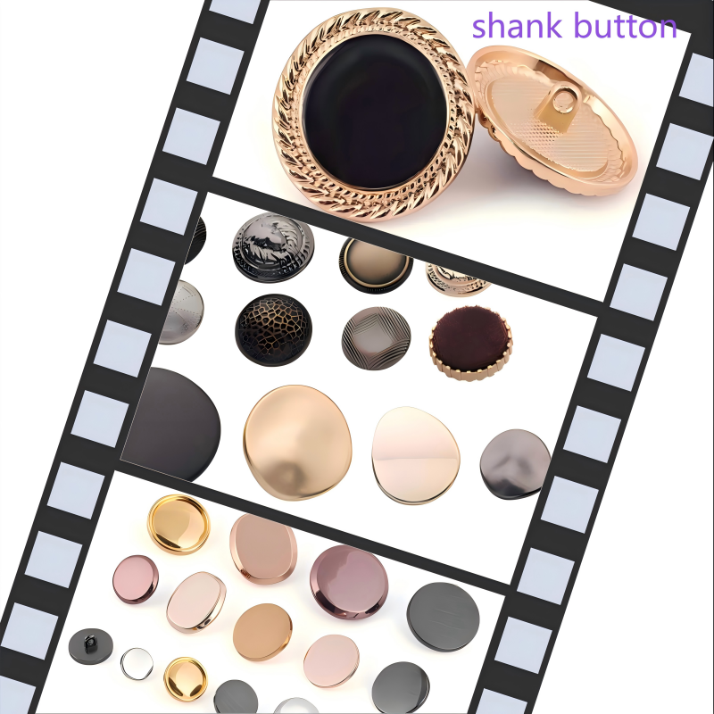 Full range of alloy shank buttons from 7mm to 12mm laid out on a technical drawing sheet, emphasizing precision engineering and size variation