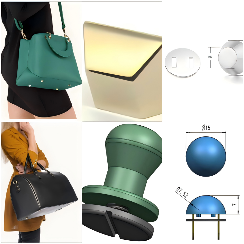 Matte black zinc‑alloy round bag feet
